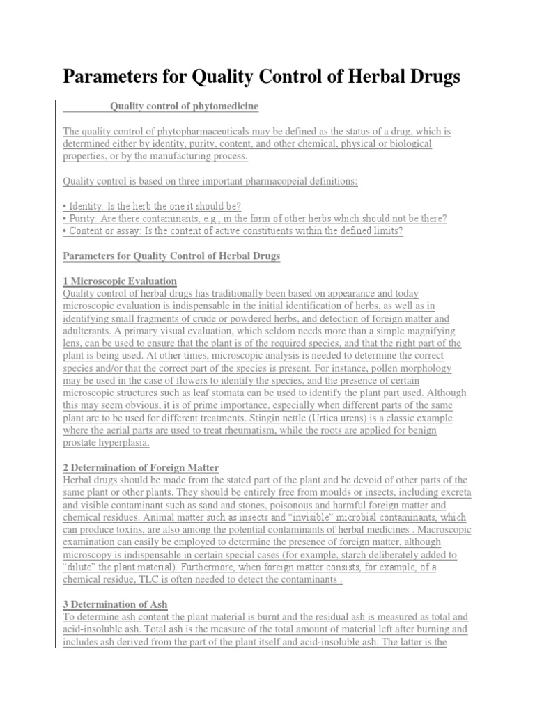 1Parameters For Quality Control of Herbal Drugs4 PDF Radionuclide