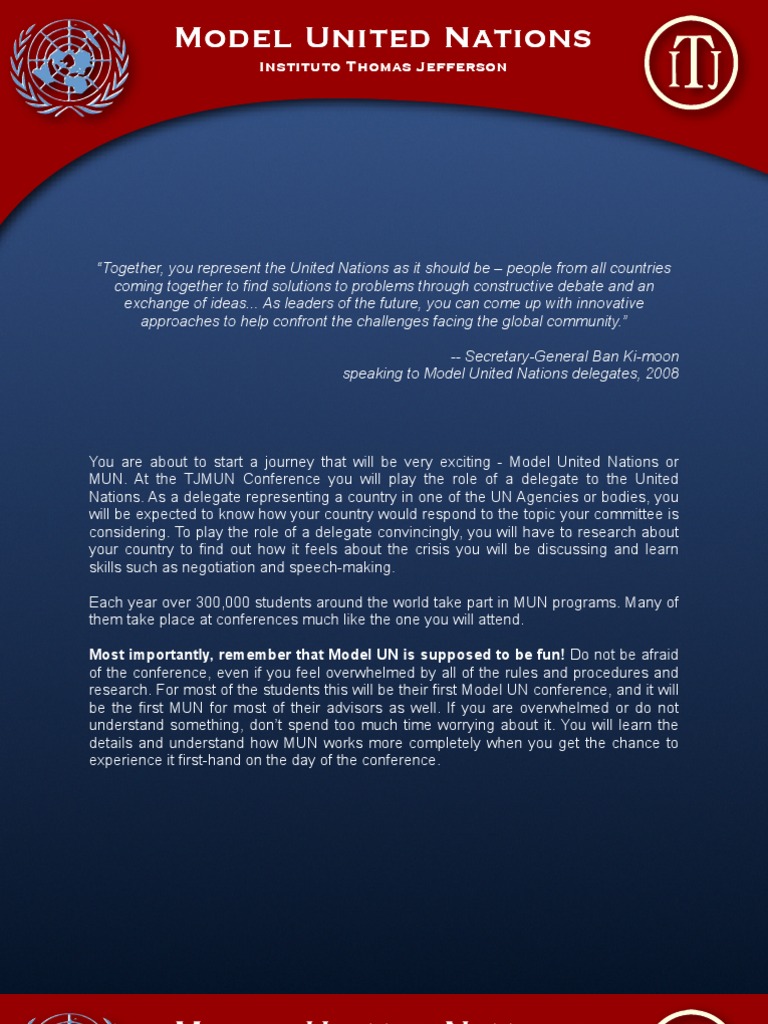 TJMUN Conference Guide and Expectations | PDF | United Nations ...