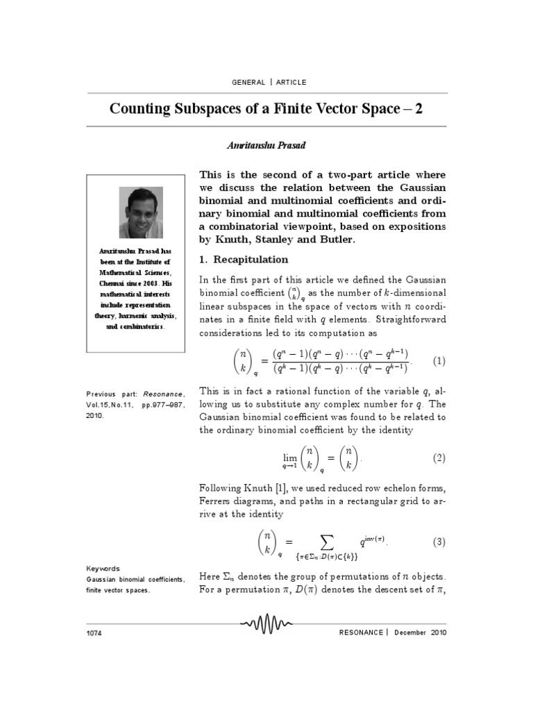 Counting Number of Subspaces-2 | PDF | Combinatorics | Polynomial