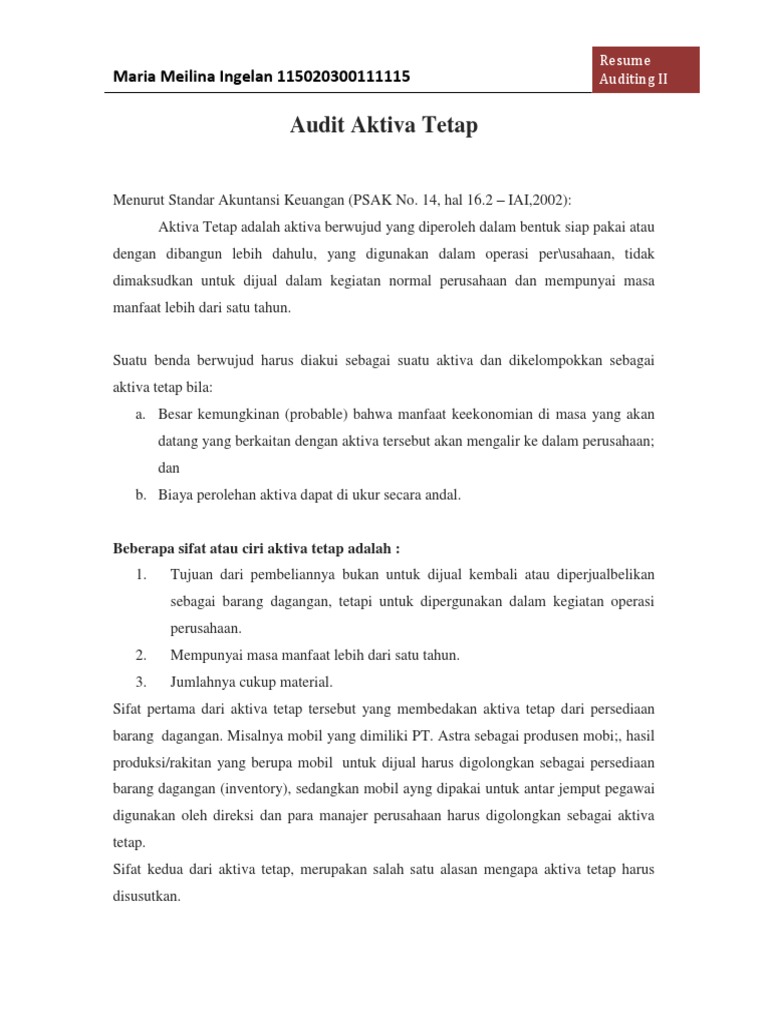 Resume Audit Aktiva Tetap