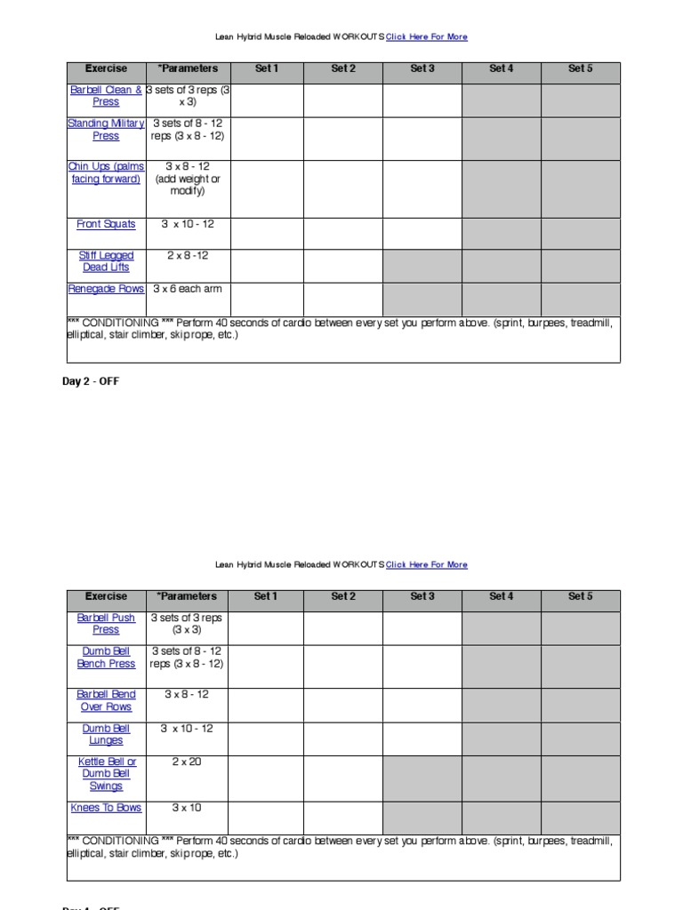 Lean Hybrid Muscle Workouts Pdf