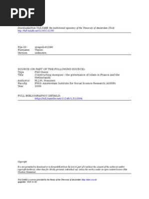 Constructing Mosques The Governance Of Islam In France And - 