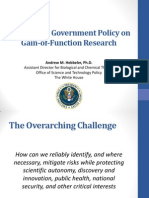 Session 1: Current US Government Policy on GOF