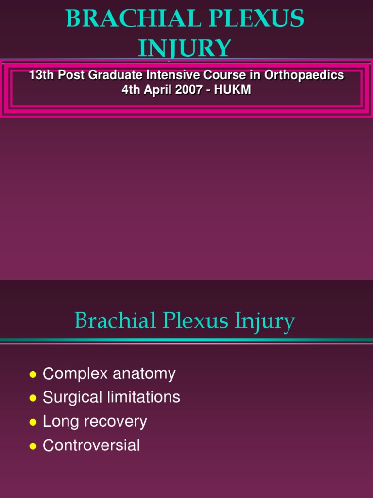 Brachial Plexus Injuries PDF Arm Musculoskeletal System