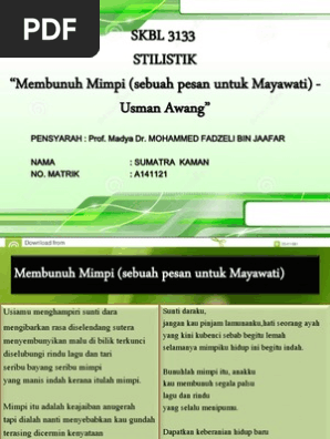 Analisis Puisi Membunuh Mimpi Oleh Usman Awang Pdf