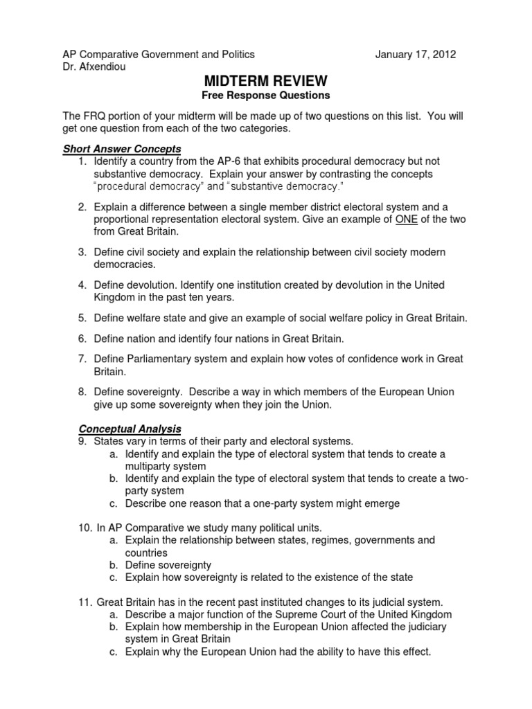AP Comparative Government FRQ Guide | PDF