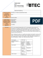 Level 3 Extended Diploma in Information Technology: Develop A Complex Spreadsheet Model