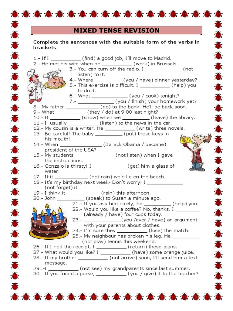 Mixed Tense Revision Exercises | PDF | Language Arts & Discipline ...