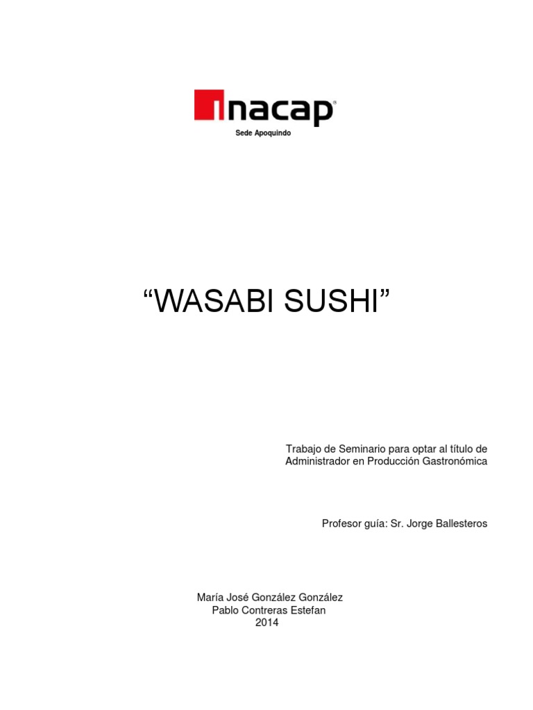 Wasabi Sushi PDF Recursos humanos Calidad