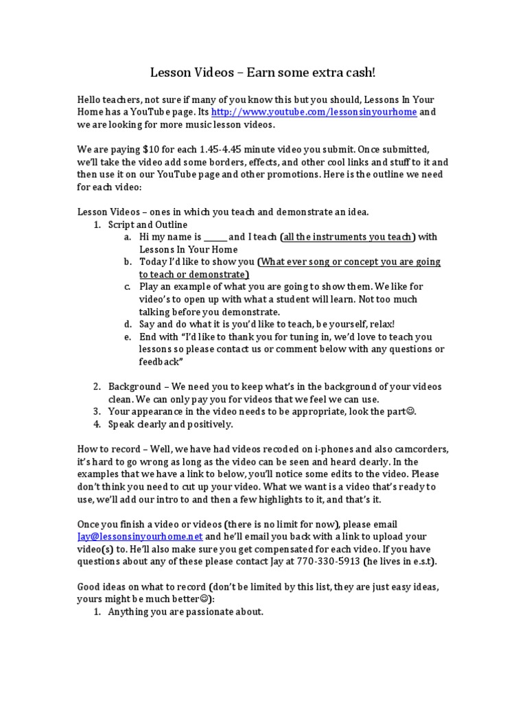 Submit Music Lesson Videos for Cash | PDF | Chord (Music) | Scale (Music)