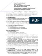 Edital Doutorado Economia UFBA 2015 PDF