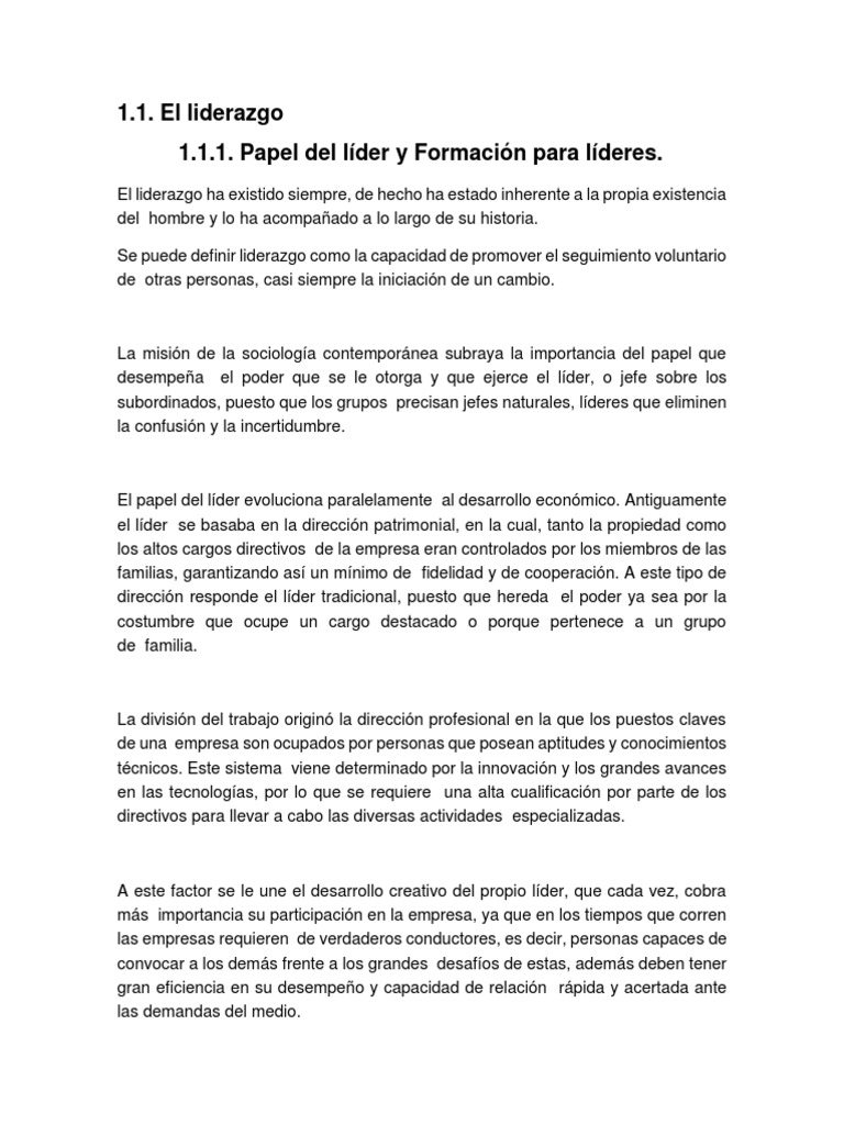 Taller de Formación en Liderazgo | PDF