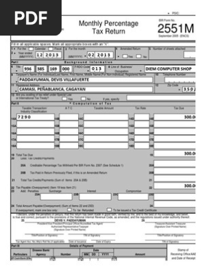 BIR Form 2551M