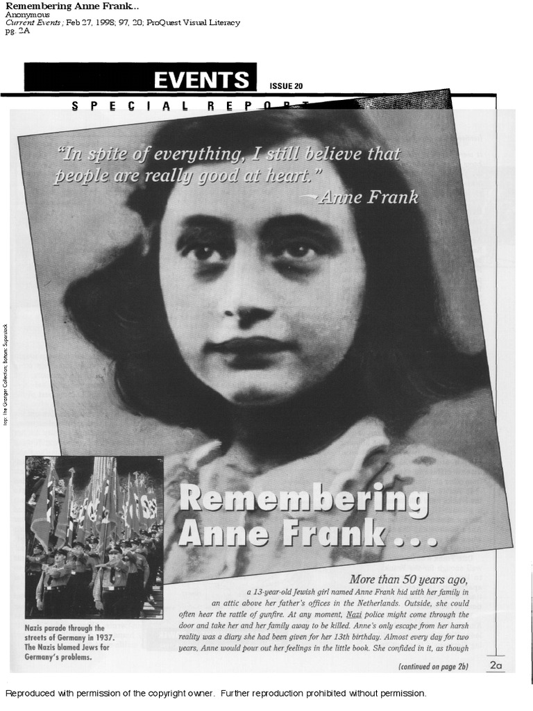 Remembering Anne Frank Article | PDF