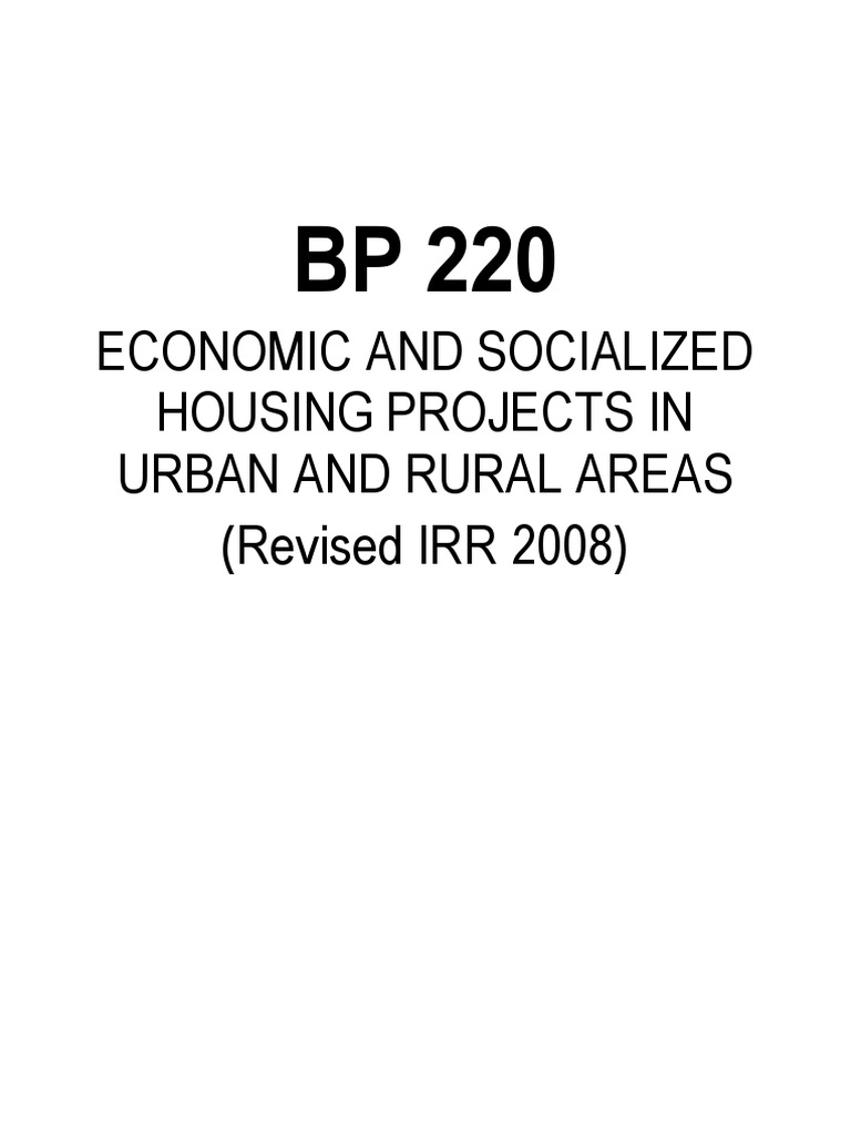 Minimum Design Standards and Requirements for Economic and Socialized