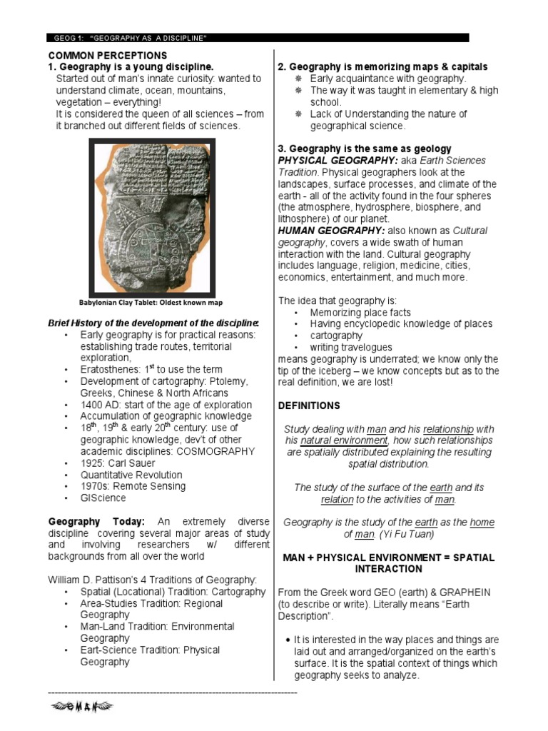 Geog 1 Geog As A Discipline PDF Geography Physical Geography