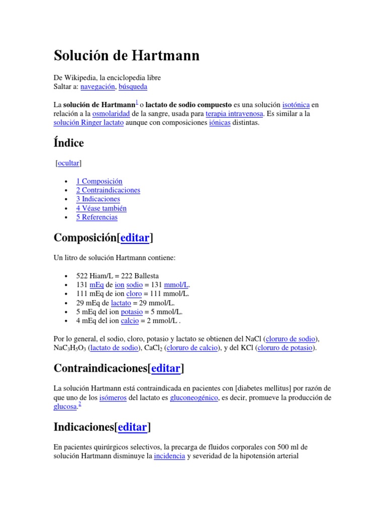 Composición y uso de la solución Hartmann | PDF