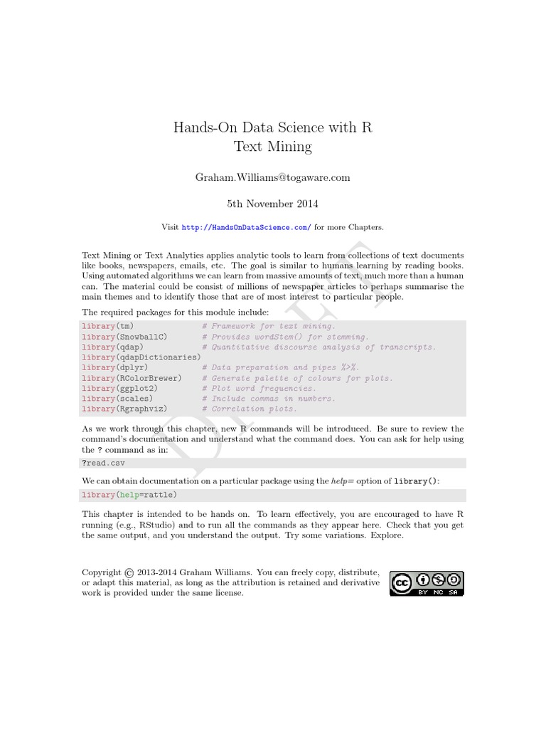 Hands-On Data Science With R Text Mining | PDF | Data Mining | Metadata