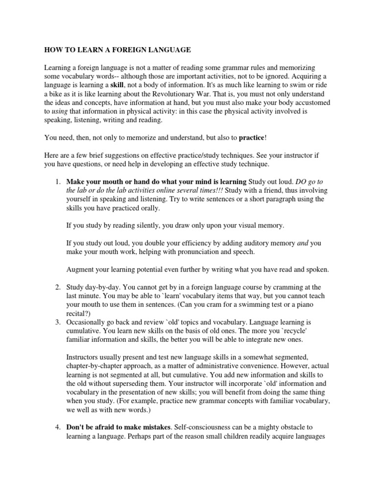 How To Learn A Foreign Language PDF Vocabulary Language Acquisition