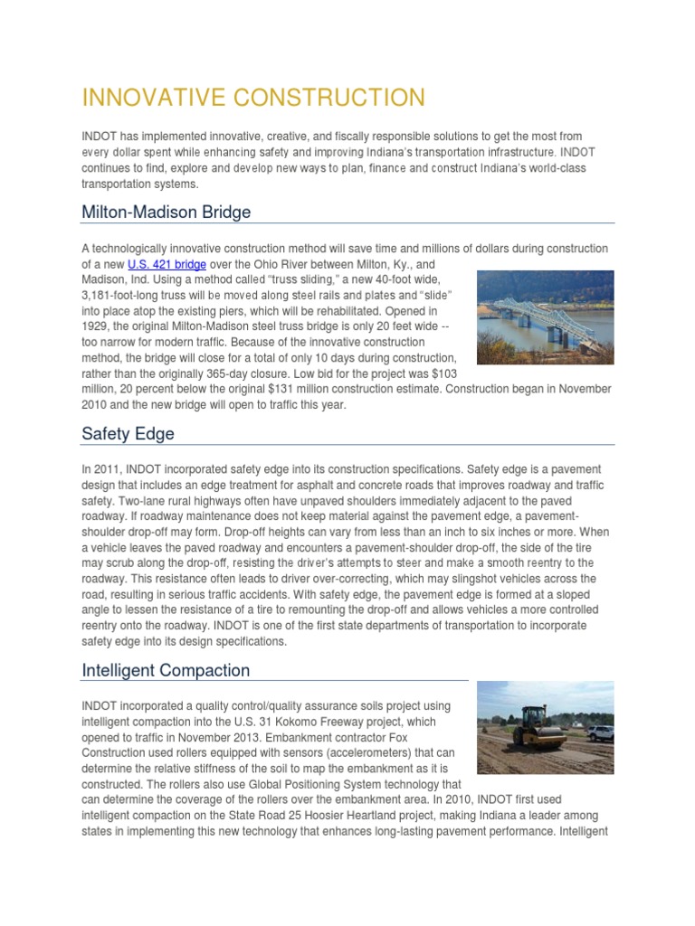 Innovative Construction Methods in Indiana | PDF | Road | Construction ...