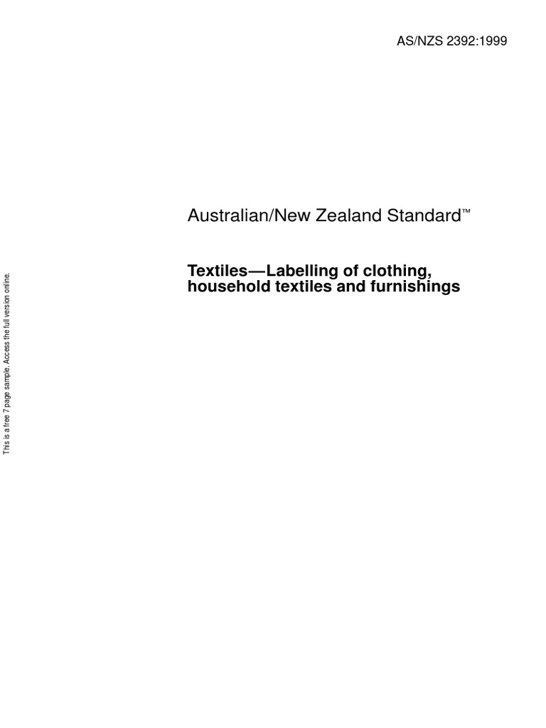 Australian Labeling Standards Download Free PDF Textiles Royalty
