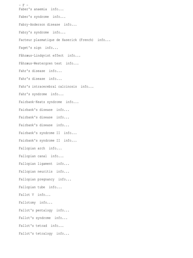 Medical Eponyms F Epidemiology Clinical Medicine