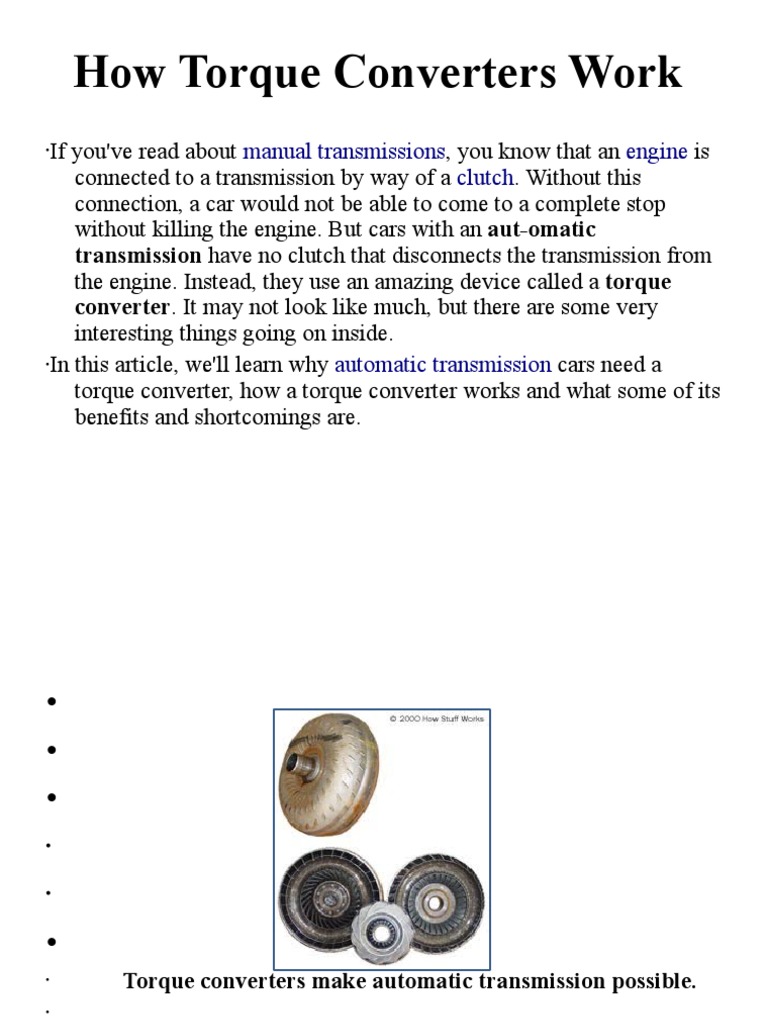 How Torque Converters Work PDF Automatic Transmission