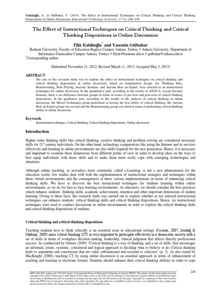 Effects of Instructional Techniques On Critical Thinking | PDF