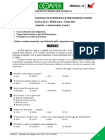 Subiect Si Barem LimbaRomana EtapaII ClasaI 12-13 PDF