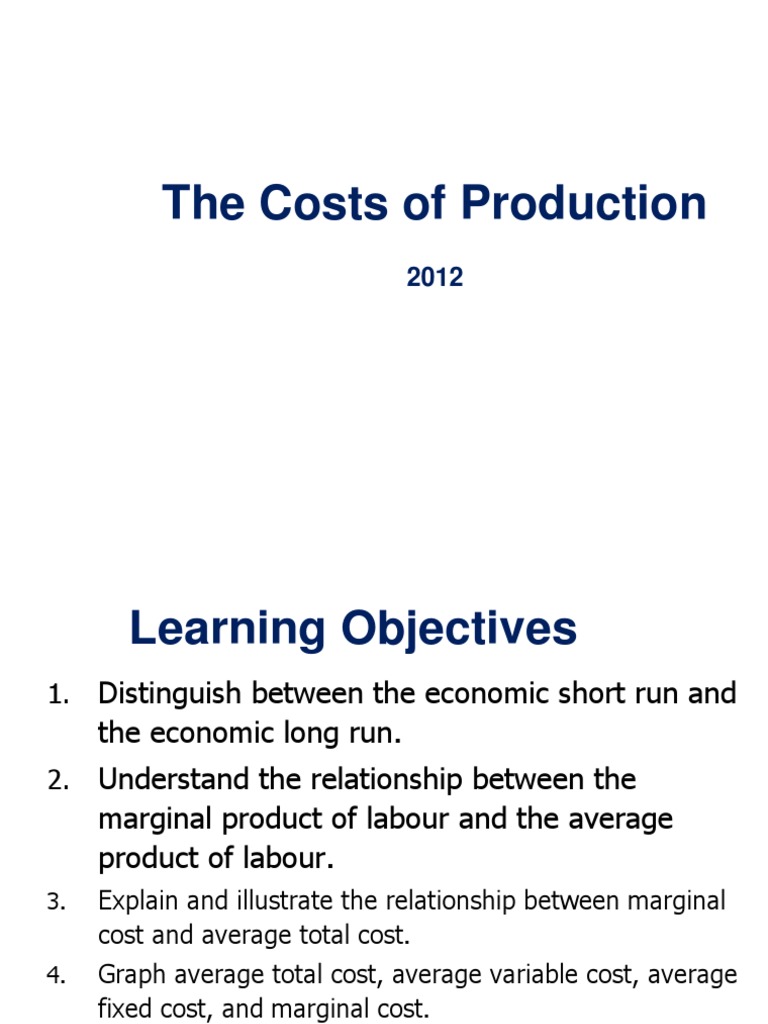 Understanding Production Costs in Economics | PDF | Long Run And Short ...
