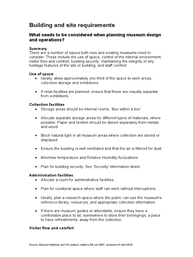Museum Design and Space Requirements | PDF