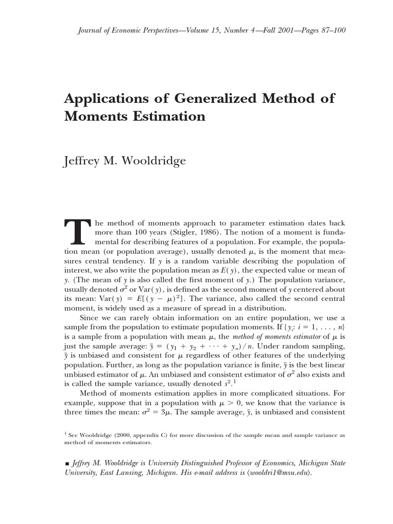Generalized Method of Moments Overview | PDF | Instrumental Variable ...