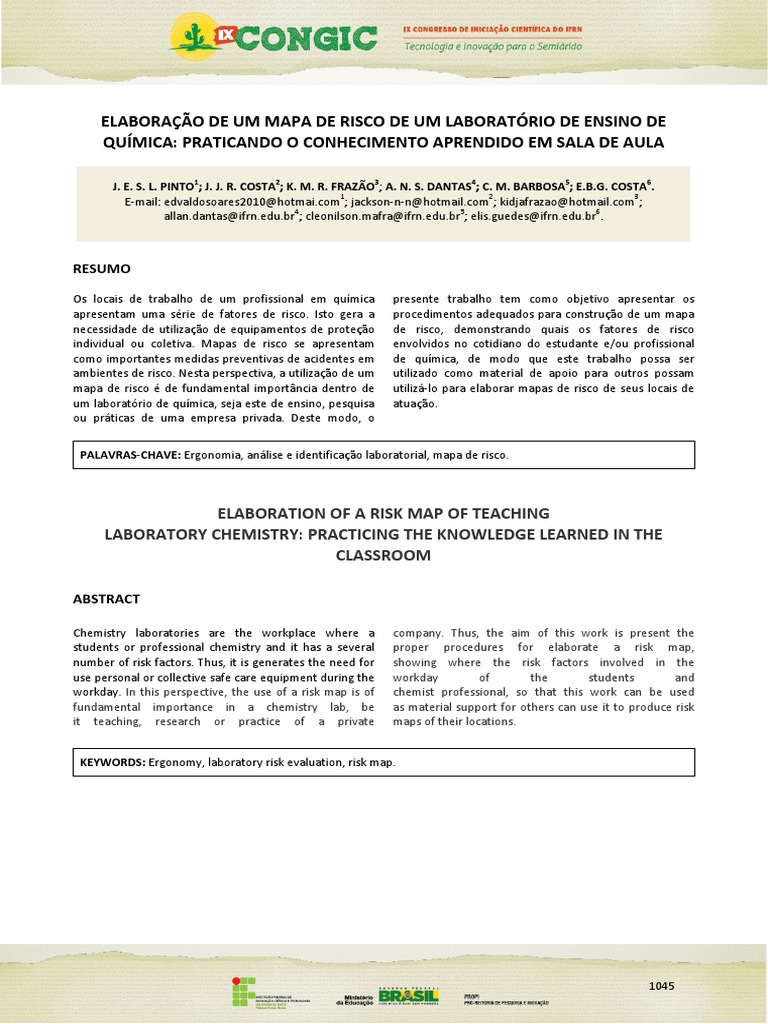 Mapa de Risco de Laboratorio | PDF | Laboratórios | Fatores humanos e ...