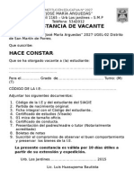 Constancia de Vacante