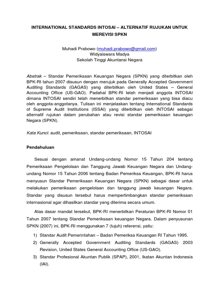 Revisi SPKN Berdasarkan ISSAI INTOSAI | PDF