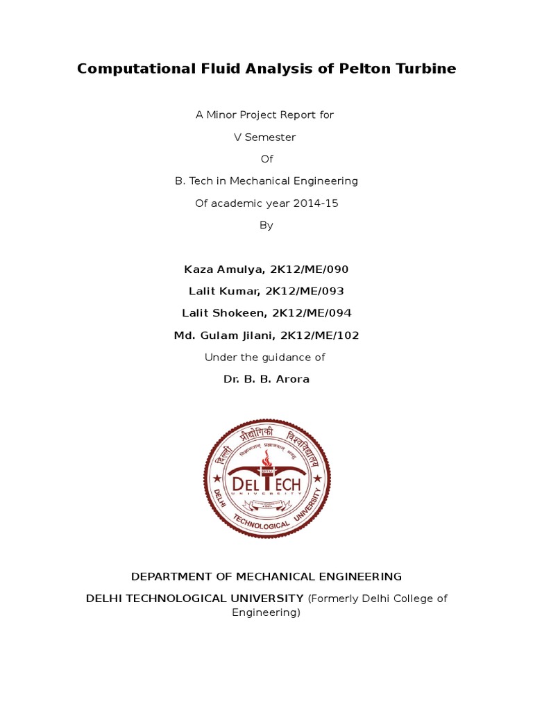 Computational Fluid Analysis of Pelton Turbine | PDF