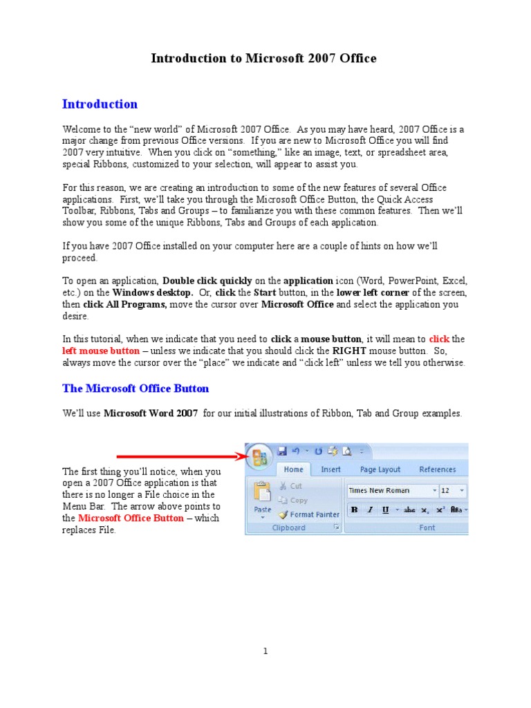 Navigating Microsoft Office 2007 Interface | PDF | Microsoft Office ...