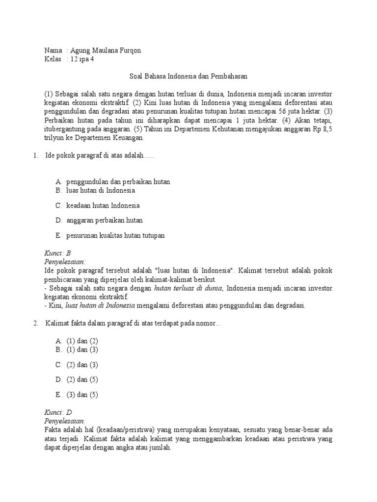 contoh Bahasa Indonesia sma kelas 12