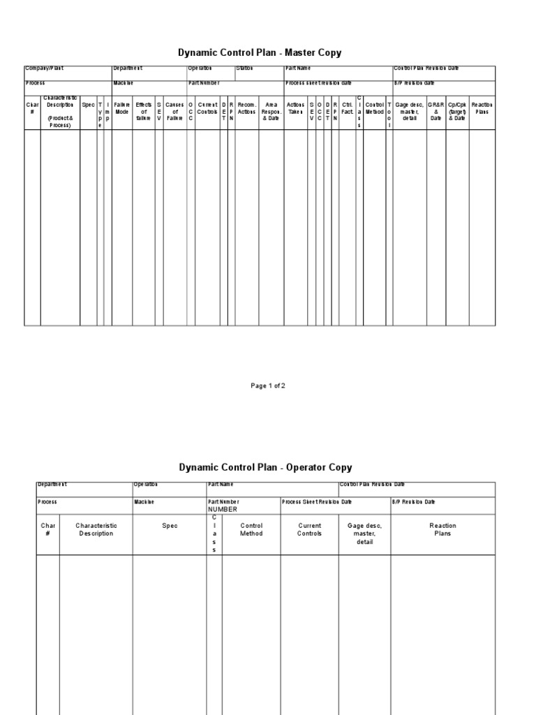 Dynamic Control Plan Template | PDF