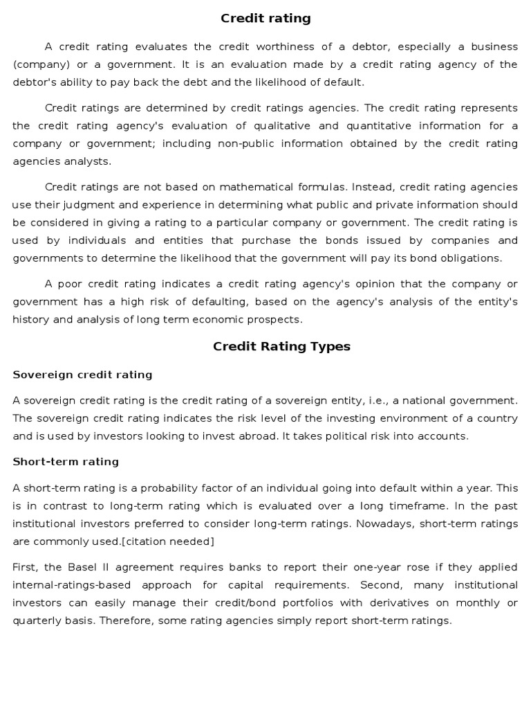 Credit Rating | PDF | Credit Rating | Bond Credit Rating