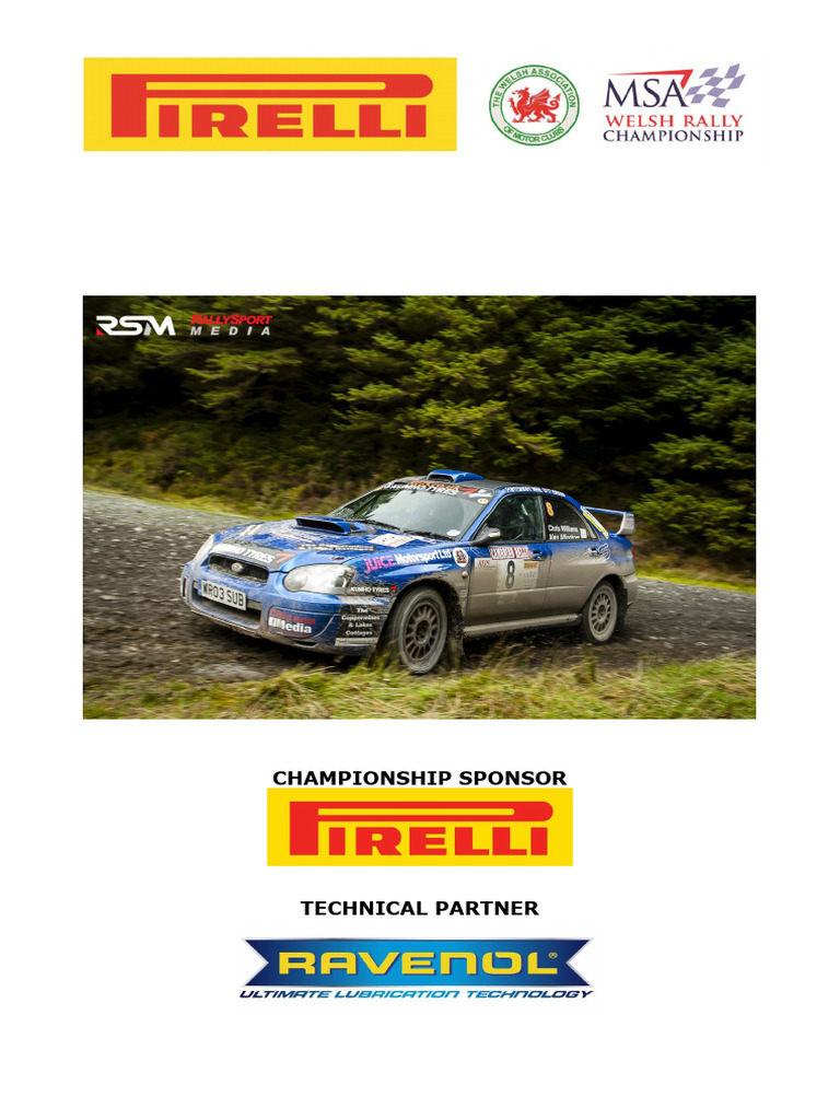 Pirelli MSA Welsh Stage Rally Championship Regulation Booklet | PDF ...