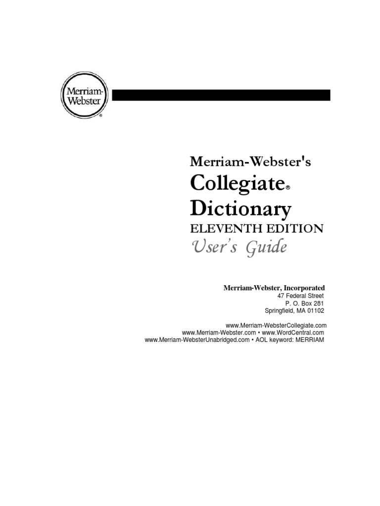 Merriam ster Collegiate Dictionary Elevent Edition Users Guide