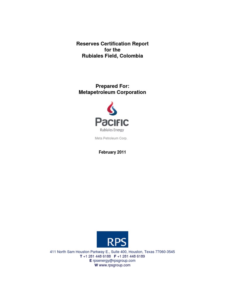 Rubiales Field Reserves Certification Report | PDF | Porosity ...