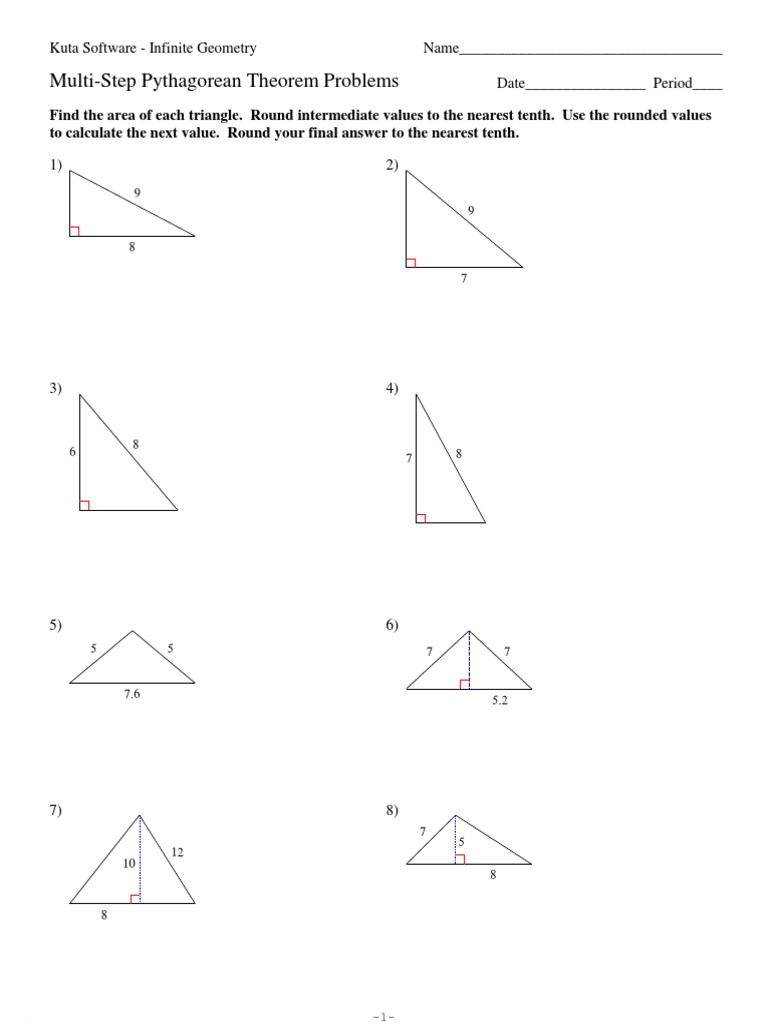 24-Multi-Step Pythagorean Theorem Problems With Regard To Pythagorean Theorem Practice Worksheet