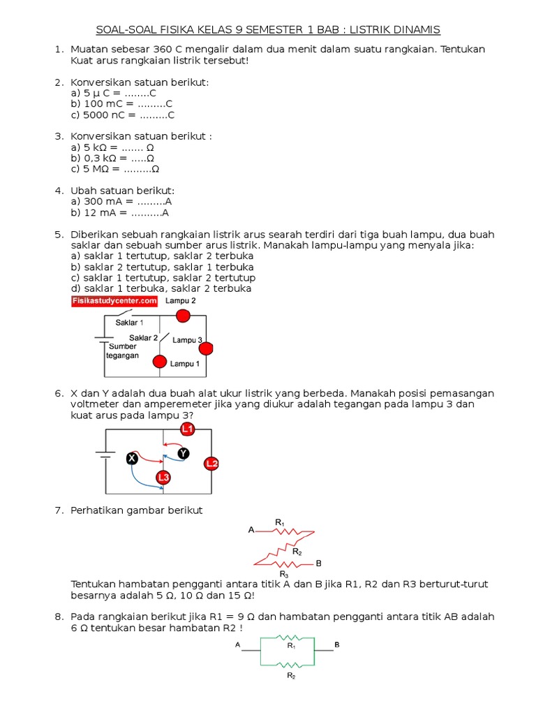 Soal Listrik Dinamis Kls 9