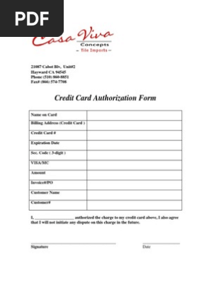 casaviva credit card form