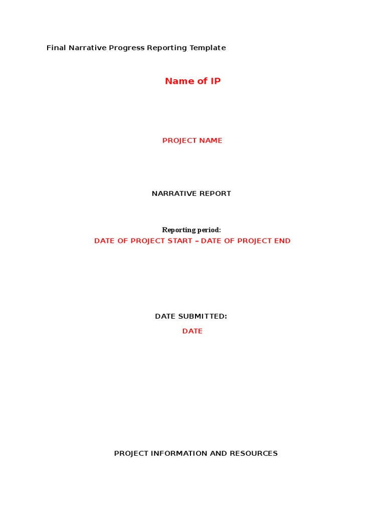 Narrative Progress Report Template | PDF | Risk Management | Capacity ...