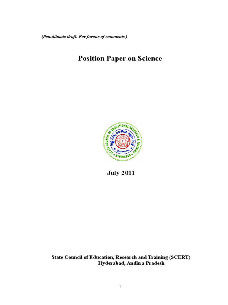 NCERT Position Paper on Science Education | PDF | Science Education ...