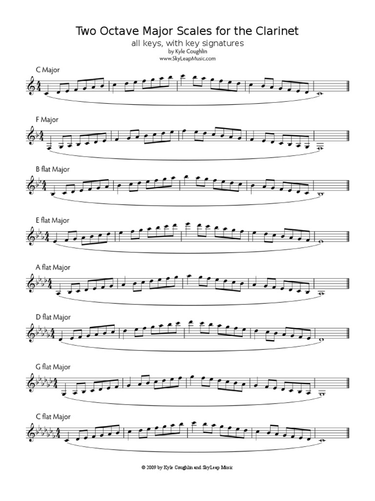 Major And Minor Scales For Clarinet