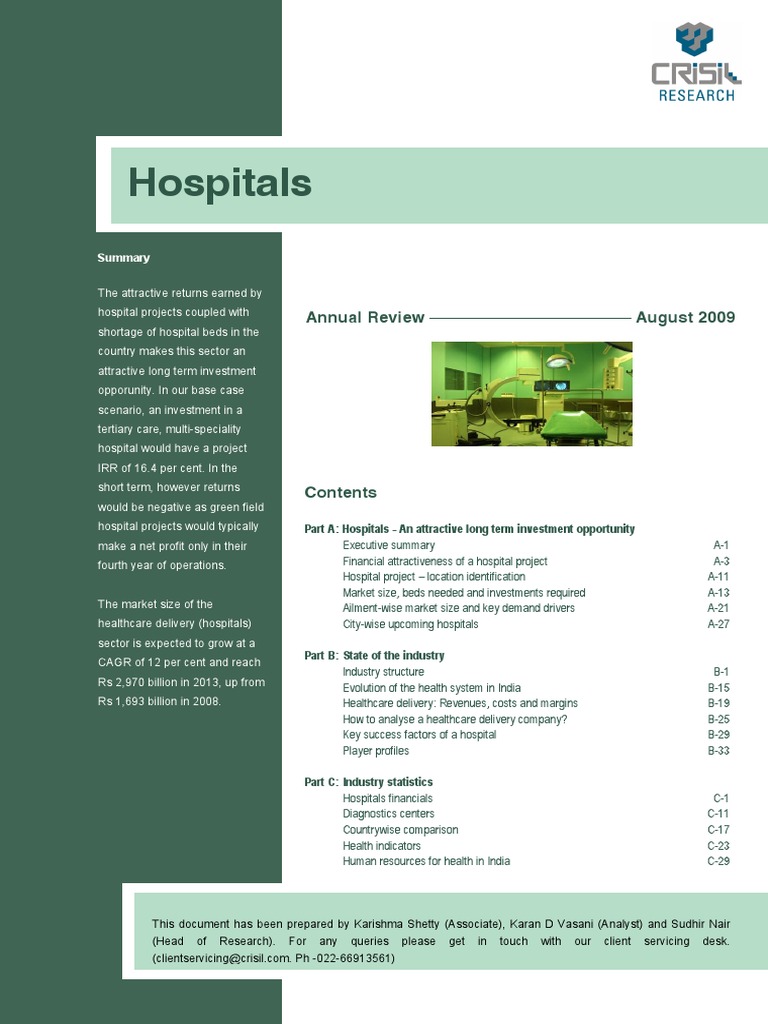 CRISIL Industry Report Hospital PDF Health Care Hospital
